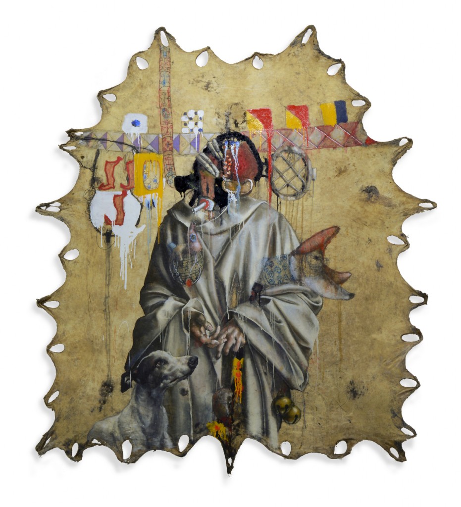 Misanthrope I- oil on cow hide 150cm x160cm